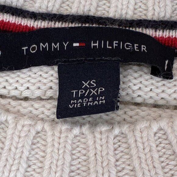 Tommy Hilfiger Colorblock Sweater Womens XS Red White Blue Logo Fisherman Knit - Picture 2 of 8